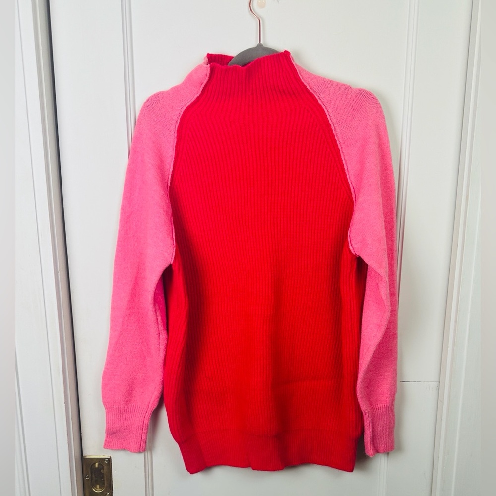 Colorblock Red and Pink Women's Sweater